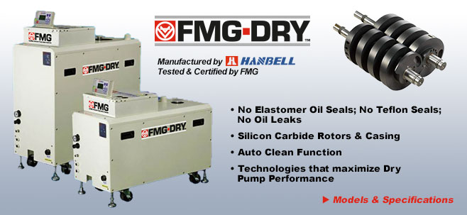FMG-DRY vacuum pumps. Dry Vacuum Pumps manufactured by Hanbell, tested and certified by FMG.